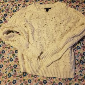 Winter white cozy pointelle sweater